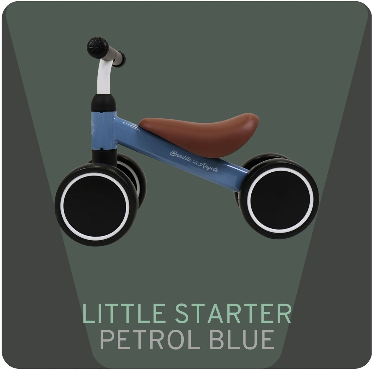 Bandits & Angels Loopfiets Little Starter Petrol Blauw vanaf 1 Jaar voor Jongens en Meisjes - Metaal - Blauwe Loop Fiets - Compact en Veilig voor Binnen en Buiten — afbeelding 8