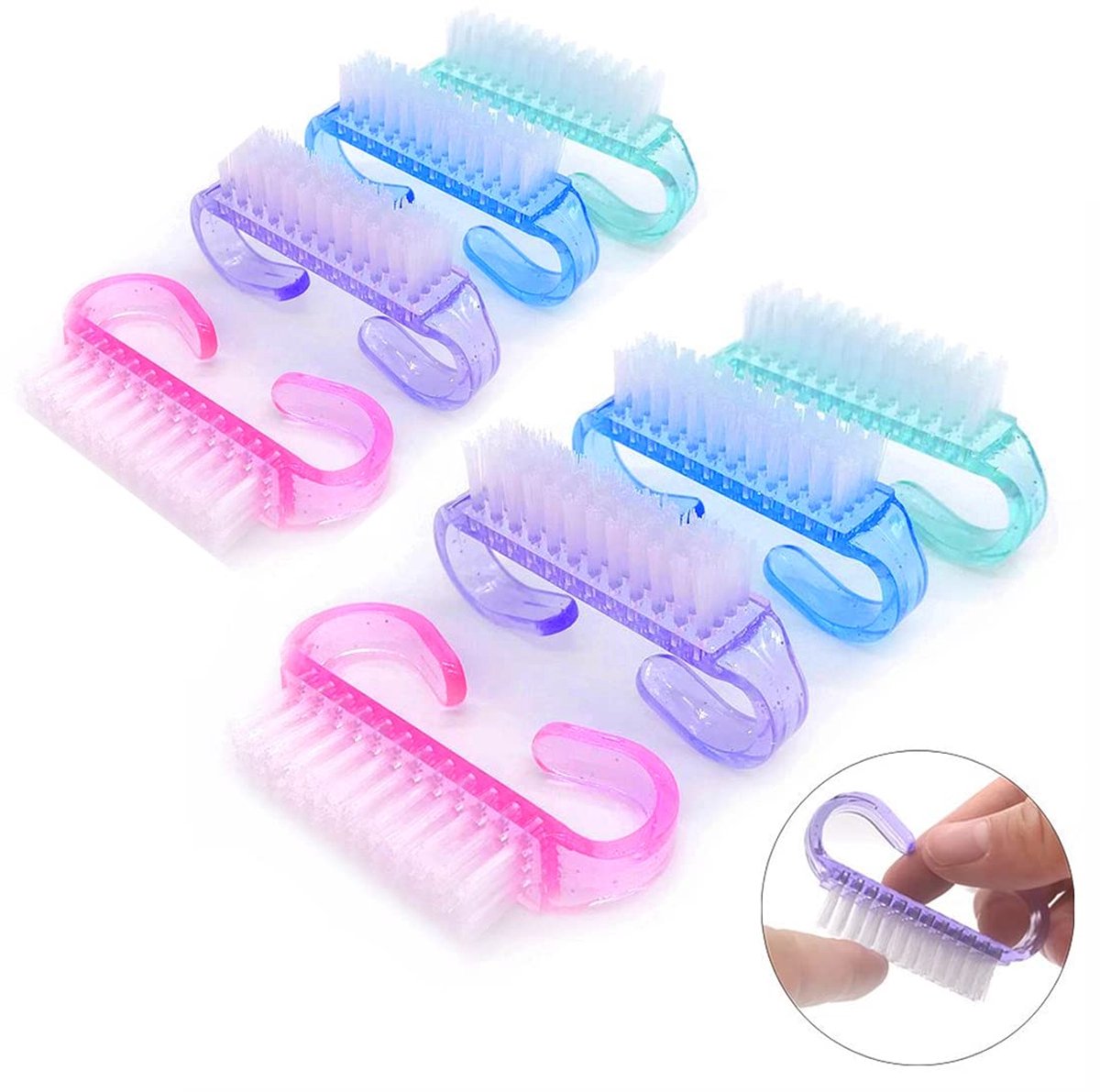 My Ninki ® Nagelverzorgingsset met 8 Ergonomische Reinigingsborstels voor Handige en Zachte Vingerverzorging