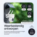 Weerbestendige Protectly beveiligingscamera voor regen, sneeuw en hitte, met temperatuurbereik van -20 tot +60 graden.