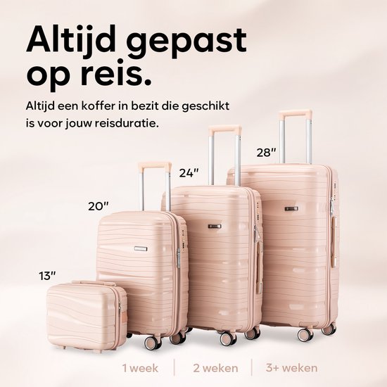 SKYCASES Travel One – 24-inch Medium Reiskoffer – Cijferslot – 41x24x69 cm – 68L – Lichtgewicht, Waterdicht & Duurzaam – Lichtroze