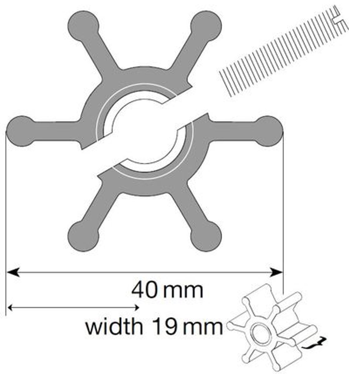 Johnson Pump Impeller F35 6 Bladen 1.58´´ Zwart
