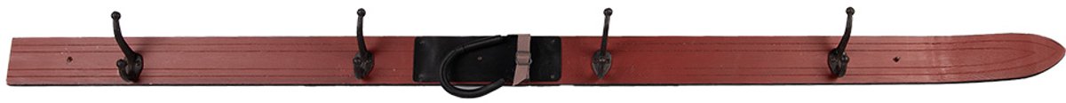 Clayre & Eef Wandkapstok 4 Haken 172x8x12 cm Rood Hout