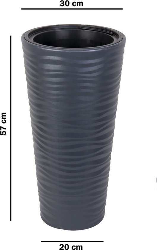 Lange Hoge Bloempot Rond Taupe Vaas 57cm Hoog Plantenbak Binnen Buiten lange-hoge-bloempot-rond-taupe-vaas-57cm-hoog-plantenbak-binnen-buiten
