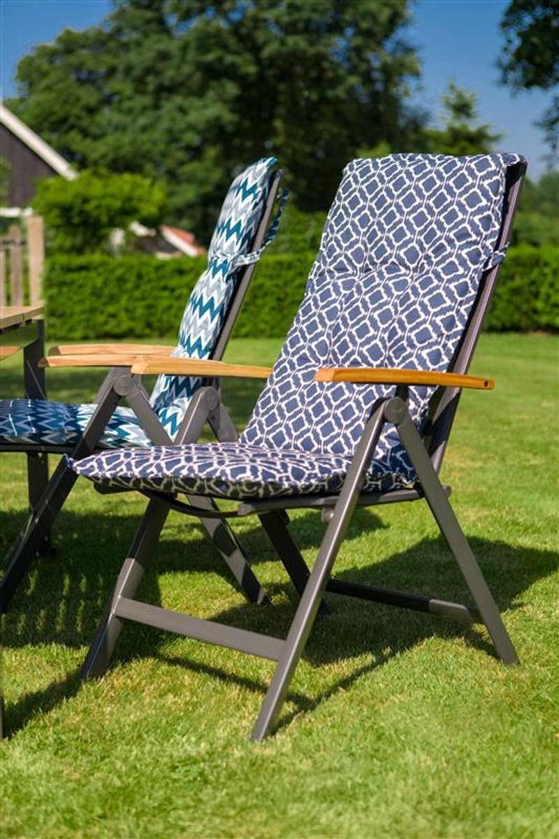 Hartman Alice chaise réglable - cadre et toile gris - accoudoirs teck