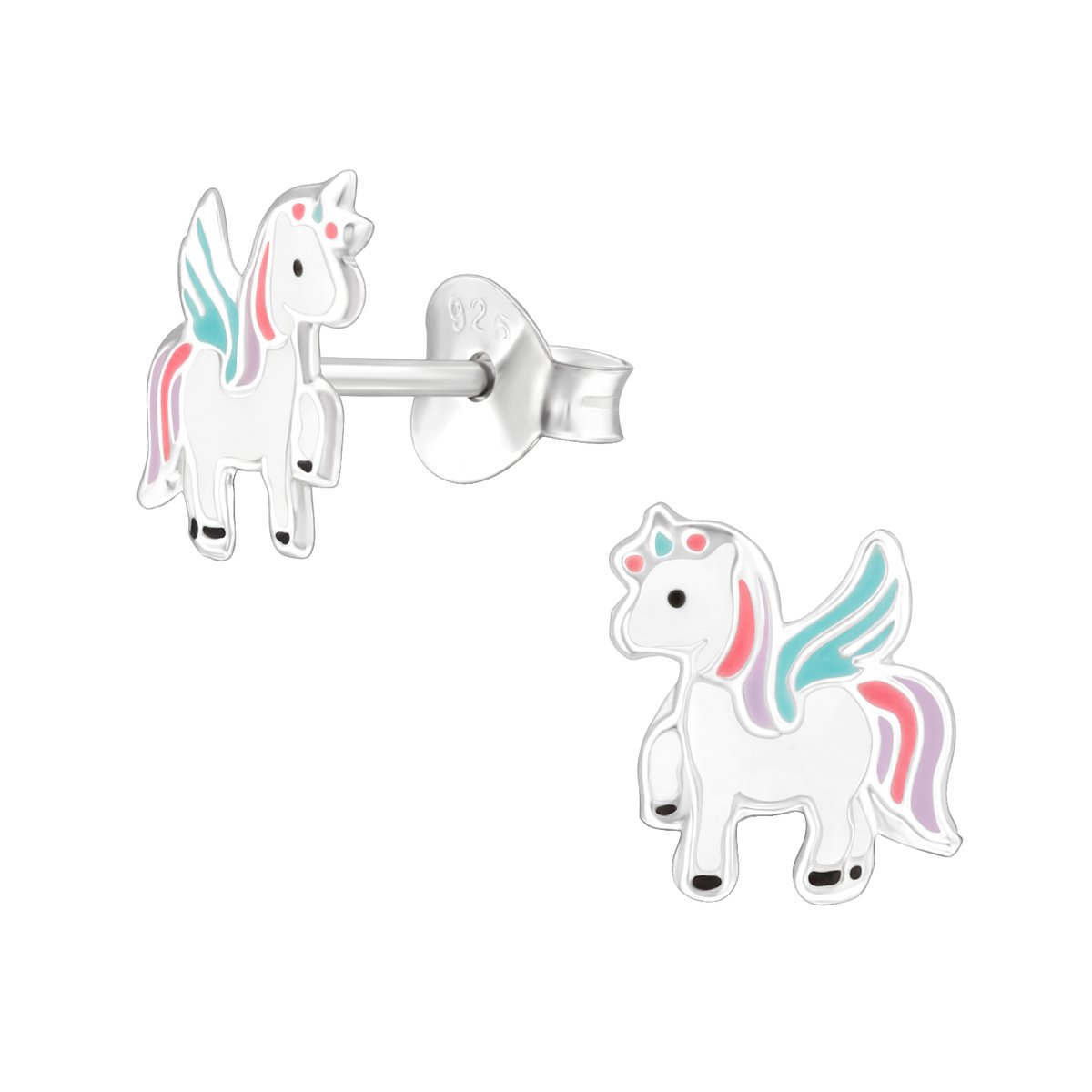 Oorbellen meisje unicorn - lila - pastel - zilver