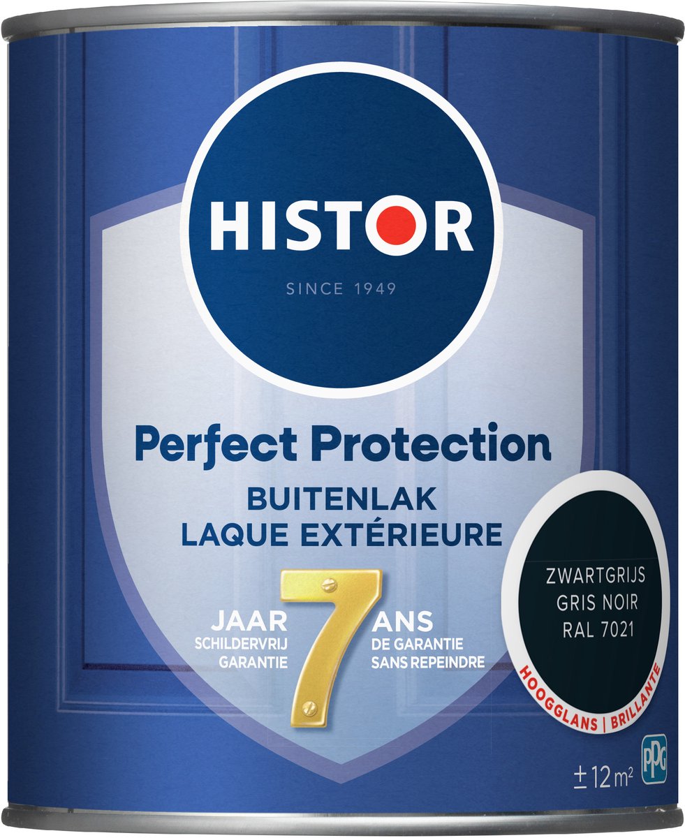 Histor Perfect Protection Buitenlak - Houtlak - Houtverf voor Buiten - Hoogglans Verf voor Hout - Buitenverf - Zwartgrijs RAL 7021- 0.75 L – foto 4