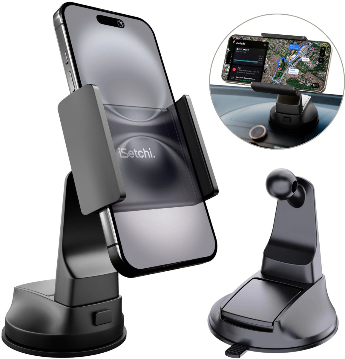 iSetchi Telefoonhouder Auto met Extra Sterke Zuignap - Autohouder Voor Raam & Dashboard - GSM Mobiel Houder