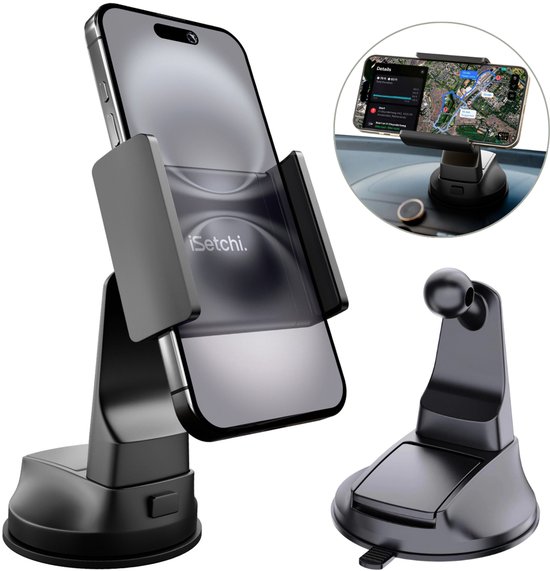 iSetchi Telefoonhouder Auto met Extra Sterke Zuignap - Autohouder Voor Raam & Dashboard - GSM Mobiel Houder