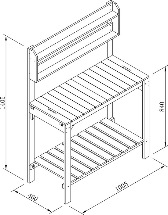 AXI Jardinière surélevée avec plan de travail coulissant, marron - Table de rempotage - Bois de pruche - 100 x 46 x 140 cm - Avec bac en plastique - Jardinière extérieur pratique avec espace de rangement
