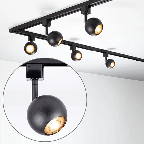 Système sur rail Design de 3 mètres monophasé avec 4 spots Dex - rail plafond