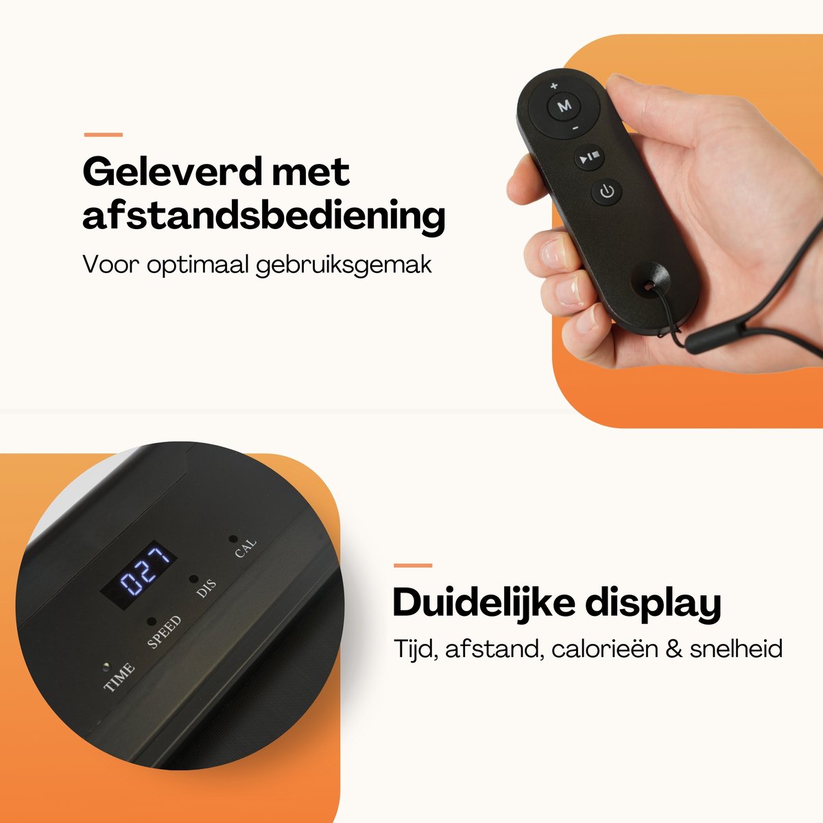 Afbeelding 2 van LaCardia elektrische loopband - walking pad - treadmill - wandelband - Met afstandsbediening - 1-6km/u - Oranje