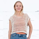 Les Cousines Haakpakket all-in - Net top - 100% bio katoen - Ivory- maat 1