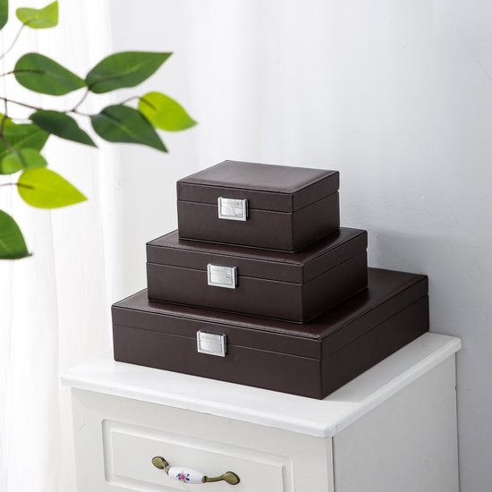 Collection Emilie - boîte de rangement - marron - boîte de rangement de luxe pour bijoux et accessoires - taille moyenne