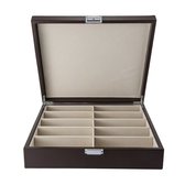 Emilie collection - brillendoos - bruin - luxe opbergdoos voor 10 brillen en zonnebrillen - maat Large