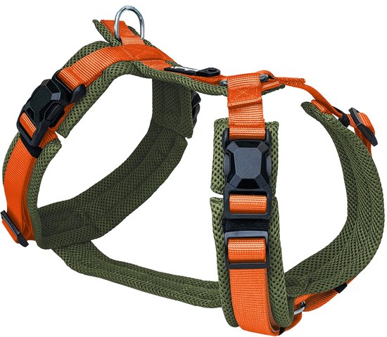 Harness Y-Comfort Olive-Orange met magnetische sluiting - maat XL 68 – 100 cm