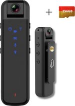 MrGoods Bodycam 1080P - Action Cam - Bewegingsdetectie - 180º Draaibare Lens - LED Display - Bodycam Politie - Infrarood - Spycam - Incl. 256GB SD-Kaart, USB Stekker & Nederlandse Handleiding