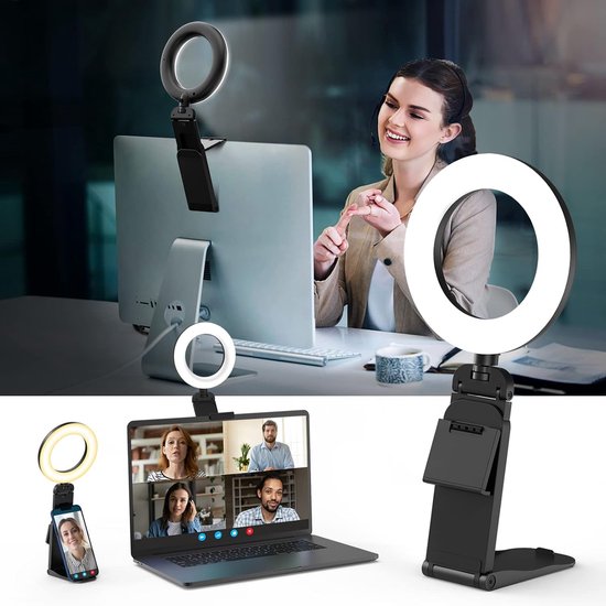 Upgrade Ring Light Laptop PC 5" - Videoconferentie Licht met Statief ...
