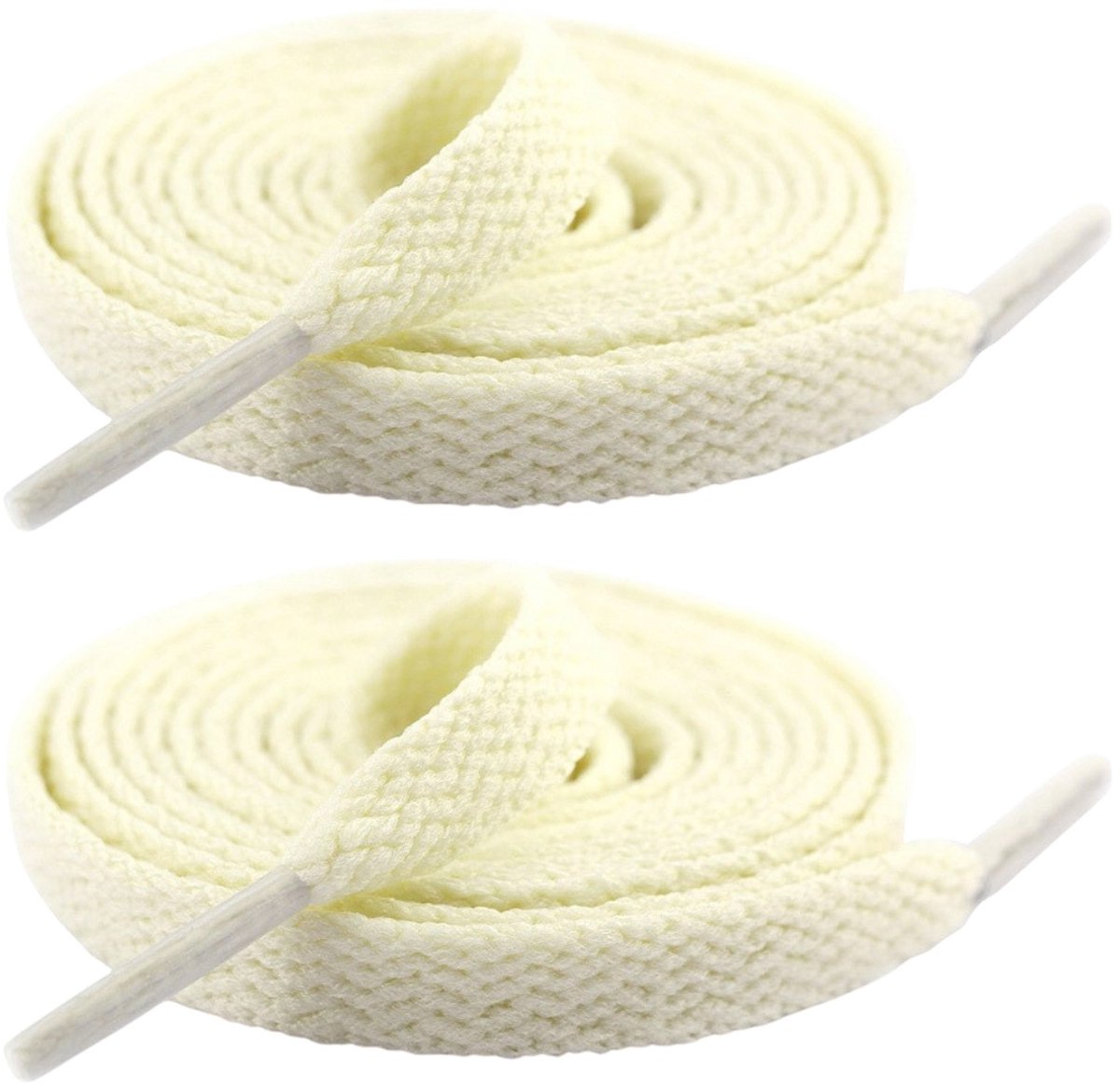 Fako Fashion - Schoenveters - Veters - Plat - 8mm - 120cm - 1 Paar - 2 Stuks - Crème
