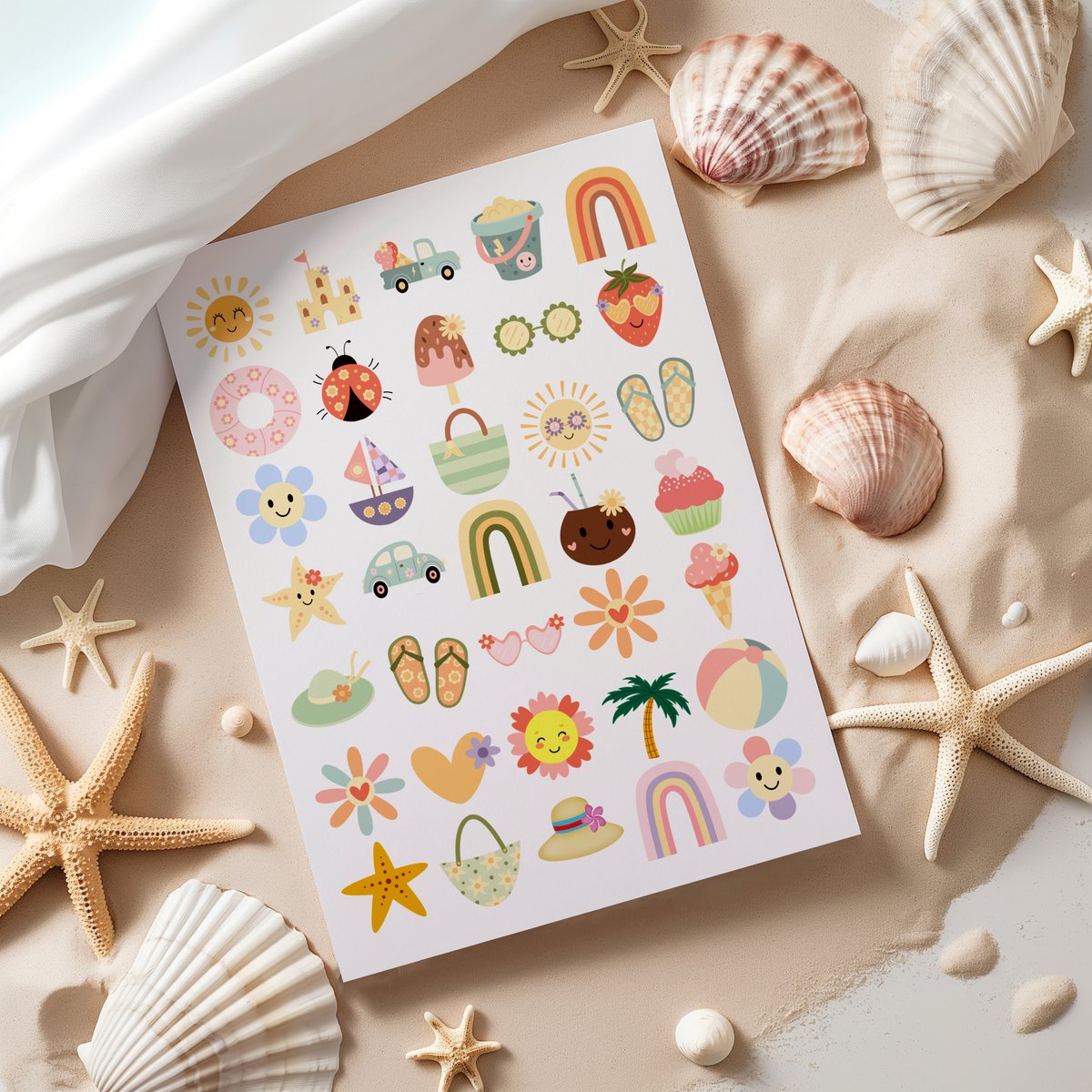 Vakantie Stickers – Zomer Thema – 2 Stickervellen - 70 Stickers — afbeelding 4