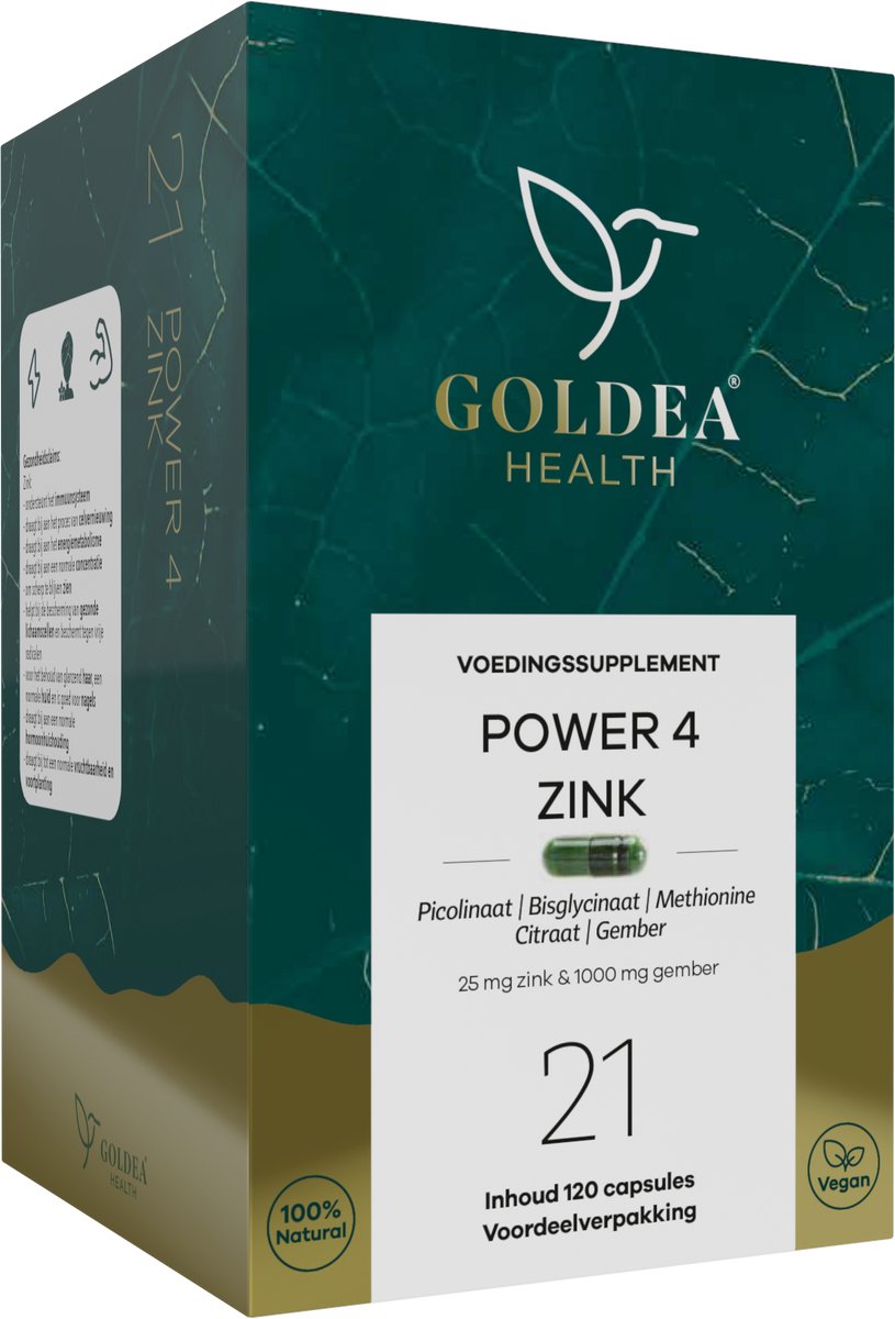 Goedkoopste Goldea Health Power 4 Zink - Voedingssupplement - Voordeelverpakking - 120 stuks