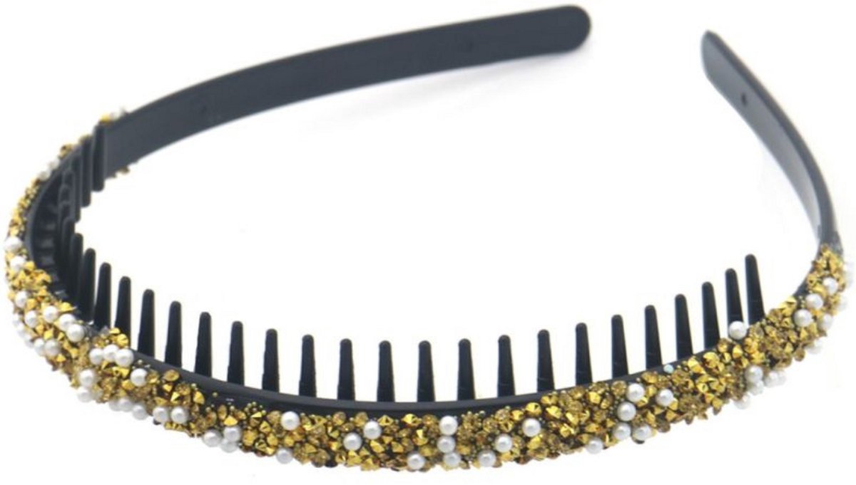 Kristallen Haarband – goud - Diadeem met Parels en Glitters