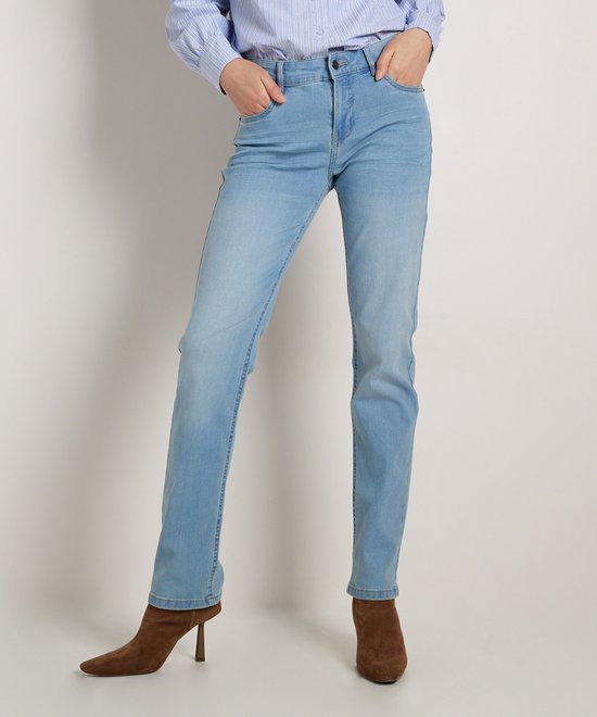 BE STYLED - Damen Basic Boot Cut Hüftjeans - Stretch gerader Schnitt mit wenig Schlag Jeans Hose in Dunkelblau - j14k-2