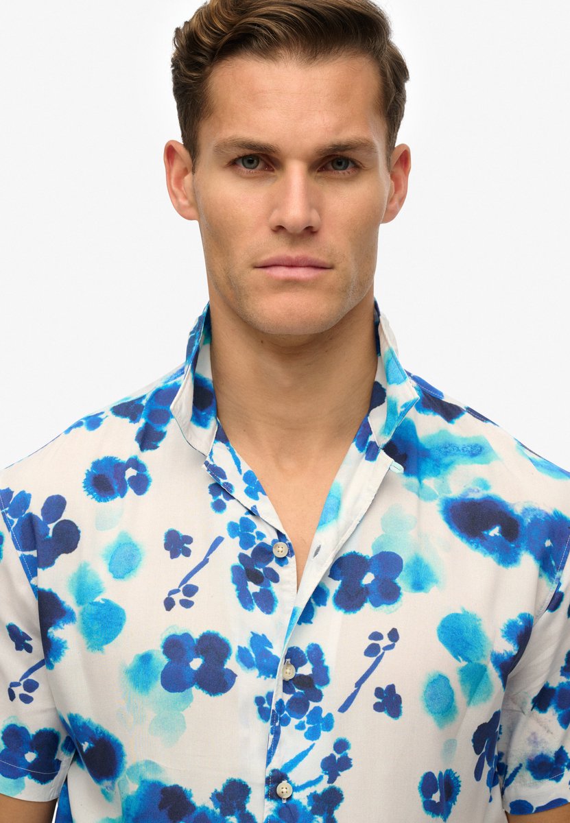Superdry Overhemd met korte mouwen en print Heren Shirts Blauw