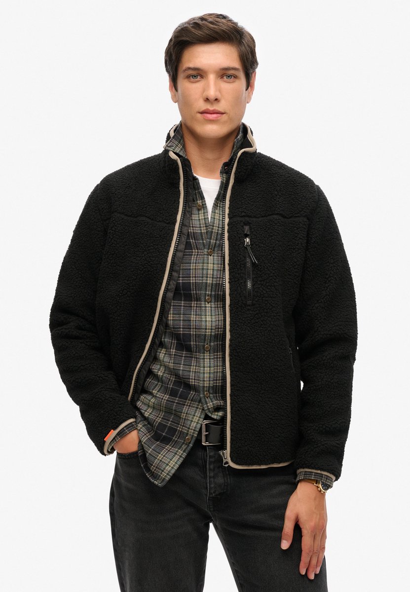 Superdry Outdoor fleecetrui met volledige rits Heren Truien Zwart