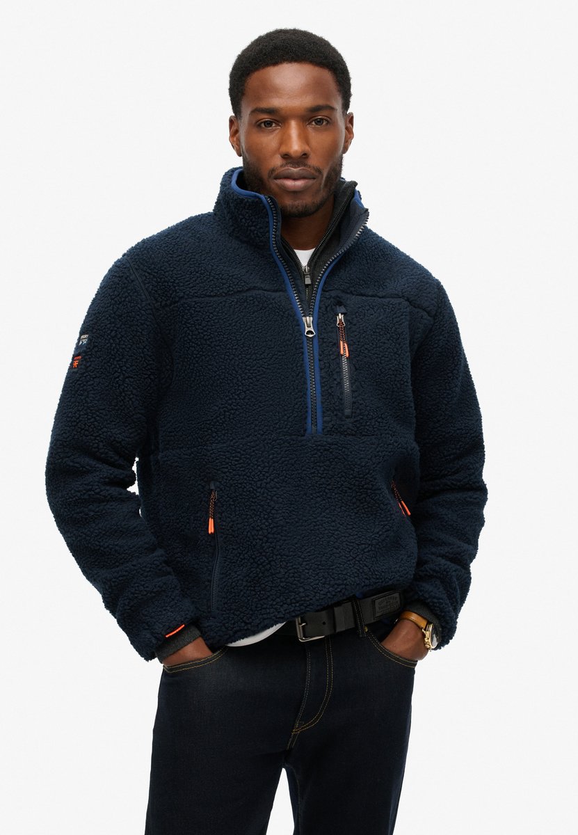 Superdry Outdoor fleecetrui met halve rits Heren Truien Marineblauw
