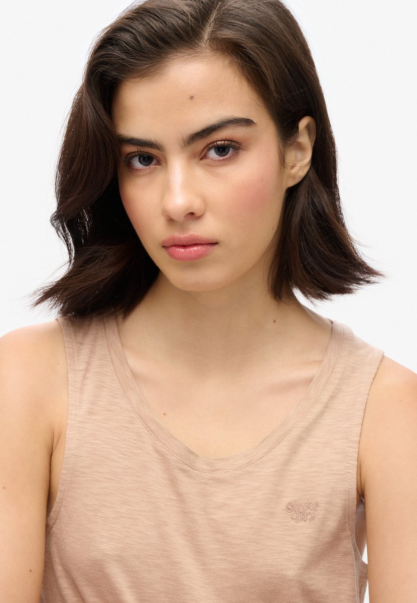 Superdry Scoop Mouwloos T-shirt M Vrouw Light Taupe