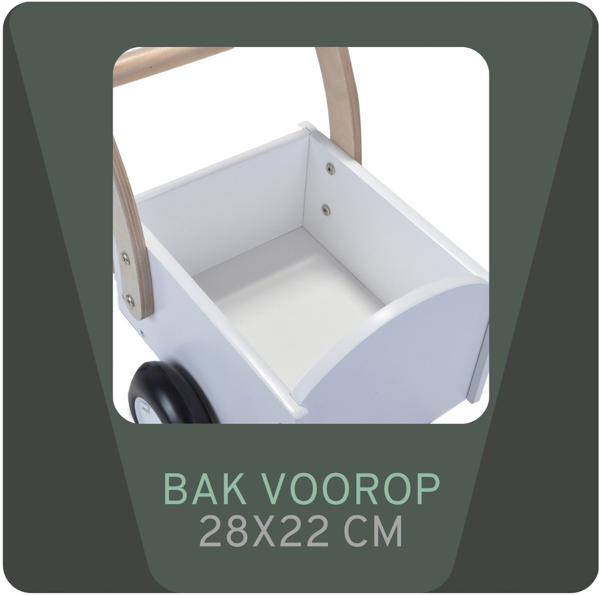 Bandits & Angels Bakfiets Loopfiets Hout Little Rider White vanaf 1 jaar - Voor Jongens en Meisjes - Ride-On Houten Bakfiets - Houten Loop Fiets Wit - Geluidsarme Wielen - Kraamcadeau — afbeelding 7