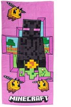 Bol.com Minecraft strandlaken 70x140cm roze mine craft baldlaken Strandlaken Badhanddoek Mine craft Roze aanbieding