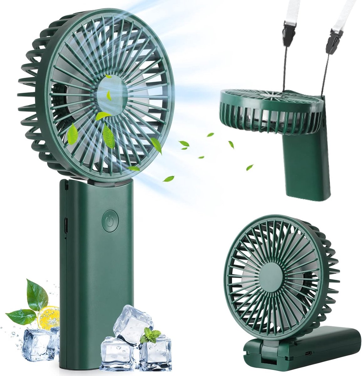 Draagbare mini-ventilator - 3-in-1 USB oplaadbare zakventilator met verstelbare snelheden voor kantoor en buitengebruik
