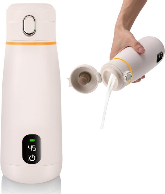 Flessenwarmer onderweg - Draagbare Baby Flessenwarmer - Intelligente Flesverwarmer - Oplaadbaar - Geschikt voor Borstvoeding & Babyvoeding - Draadloos te gebruiken om je melk op temperatuur te houden of krijgen
