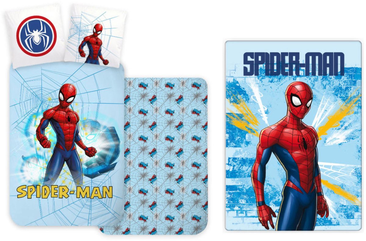 Spiderman Light Blue kinderbedovertrek en fleece deken