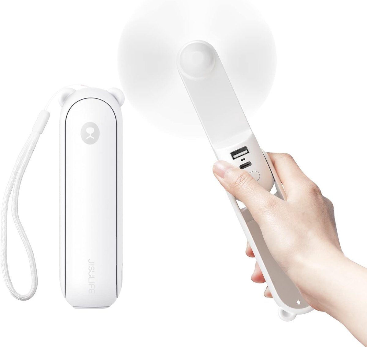 Draagbare ventilator met 4800 mAh powerbank en 46 uur batterijduur - 3 snelheden, opvouwbaar en stille werking