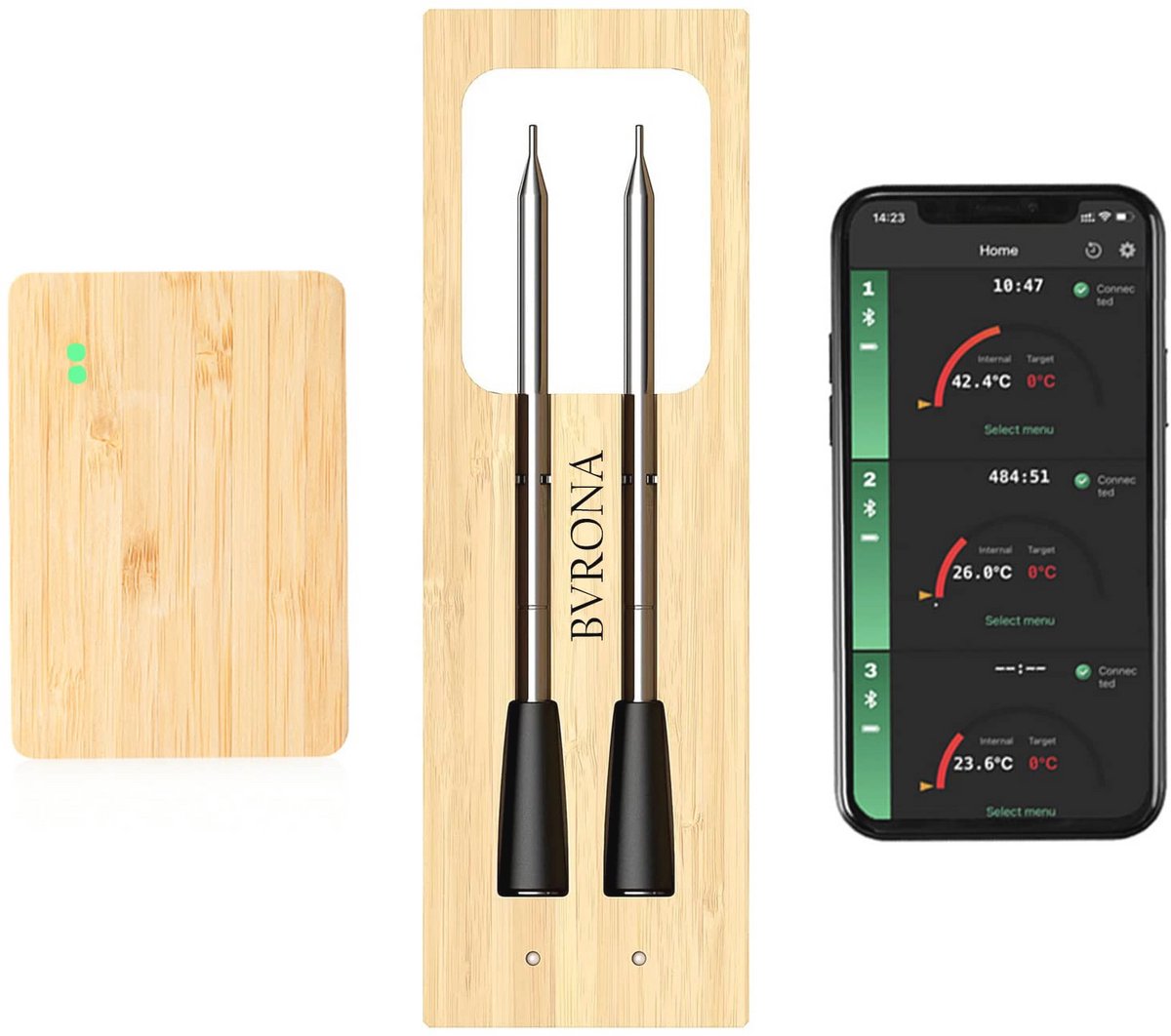 Draadloze Vleesthermometer met Bluetooth en 2 Sondes - Digitale Grillthermometer voor Perfecte Kookresultaten