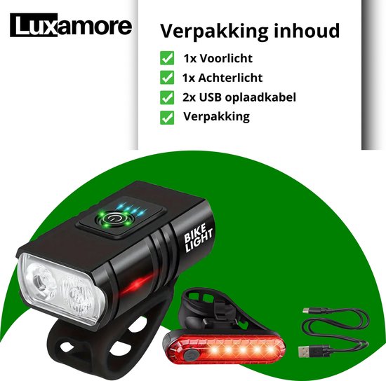 Luxamore® ClearPath LED Fietsverlichting 1000 Lumen - Mountainbike Voor- en Achterlicht Set - USB Oplaadbare Fietslampen - Sterke en Duurzame Fietsverlichting voor Nacht en Offroad — afbeelding 5