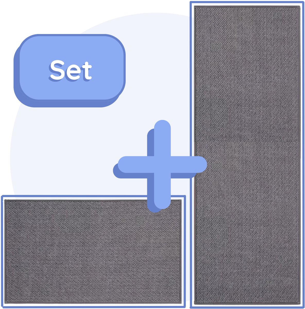 Keukenloper - Tapijt - Grijs - Set van 2 stuks - 45 x 150 cm - 45 x 70 cm - Keukenmat - Anti Slip - Beschermend - Stevig - Wasbaar