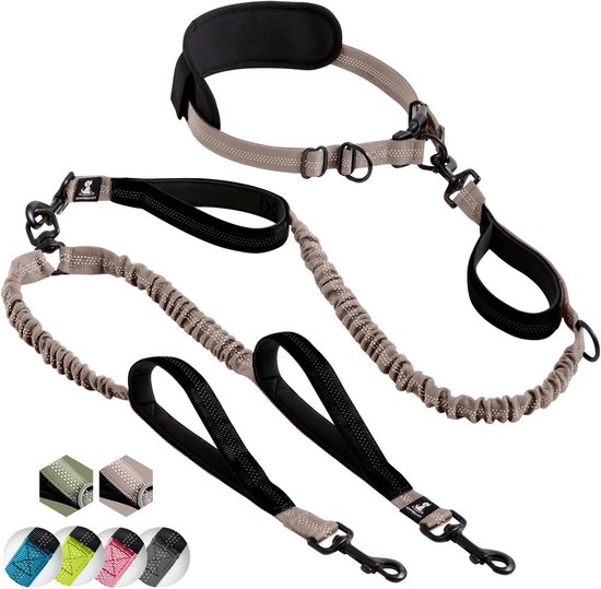Honden handsfree riem, professionele hardlooplijn met reflecterende