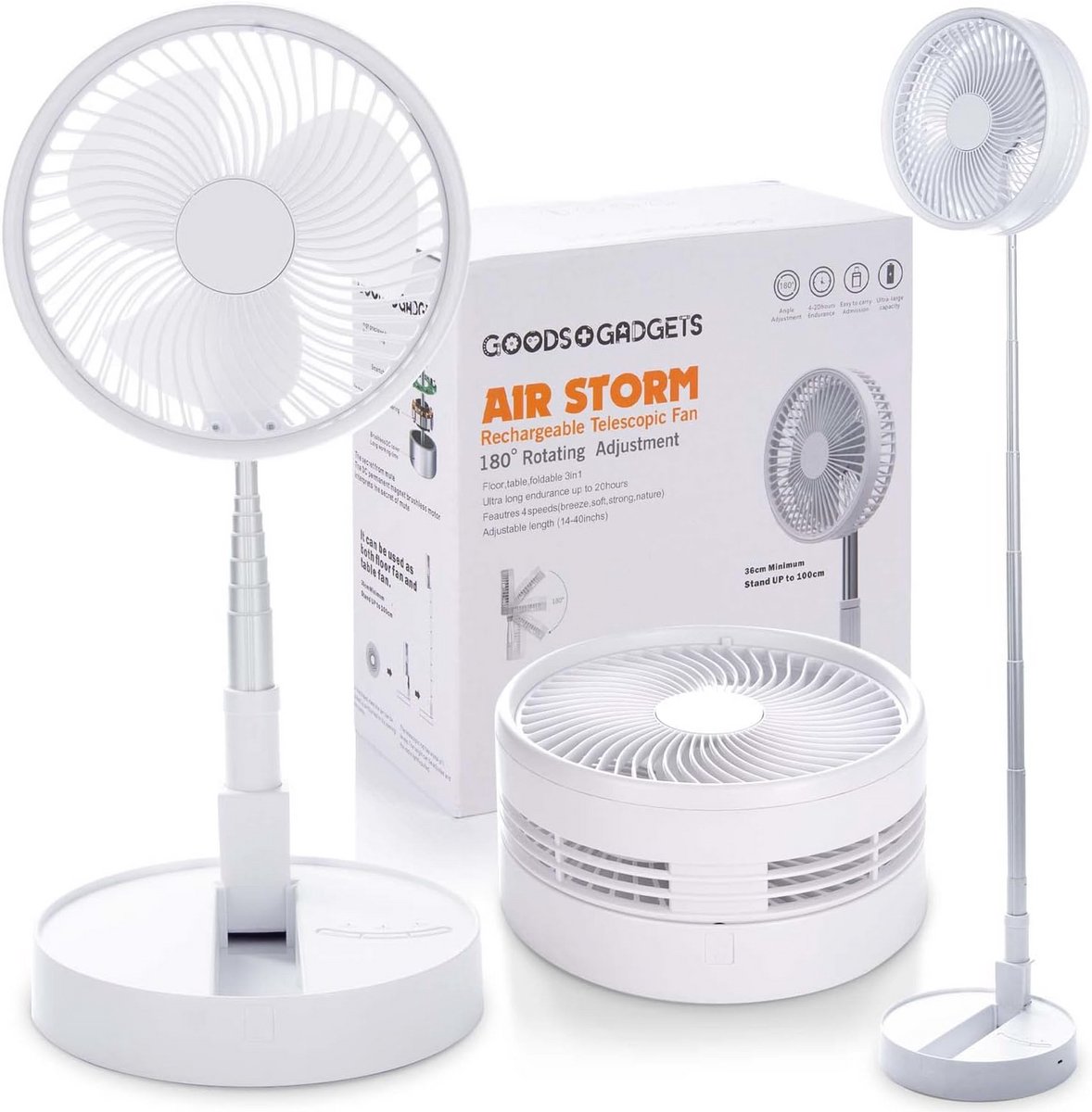 Opvouwbare Draadloze Tafelventilator met Batterij - Stil en Draagbaar