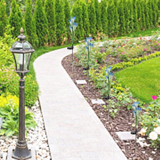 Vixson - Éclairage Solar de jardin - Lampe à Bloem - Lampe à fleurs - Éclairage d'ambiance extérieur - Éclairage extérieur à Énergie solaire - Blauw - BLOSSUN