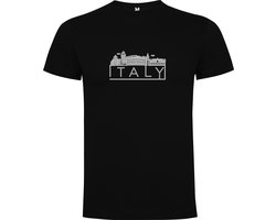 Zwart T-Shirt met “ Skyline Italy - Italie – Vakantiegevoel – Strak – Modern “ Print Full Color Maat XL