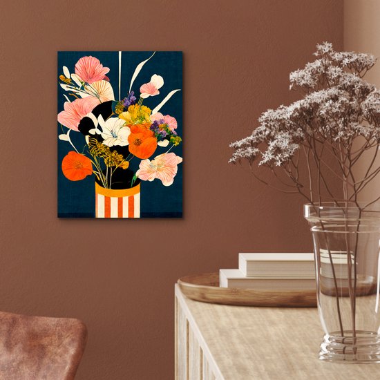 Décoration murale Métal - Aluminium Peinture Industriel - Fleurs - Vase - Tableau - Plantes - 30x40 cm - Dibond - Photo sur aluminium - Décoration murale industrielle - Pour le salon/chambre