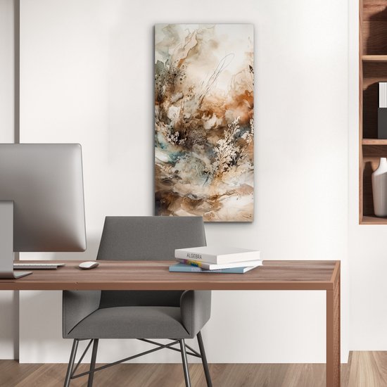 Tableau aluminium 40x80 cm - Décoration murale métal - Abstrait - Beige - Peinture - Art - Nature - Fleurs - Décoration murale métal salon - Décoration industrielle - Photo sur dibond - Accessoires industriels chambre