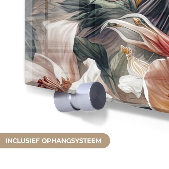 MuchoWow® Peinture sur verre 90x60 cm - Peinture sur verre - Colibri - Vogels - Fleurs - Nature - Photo sur verre acrylique - Peintures