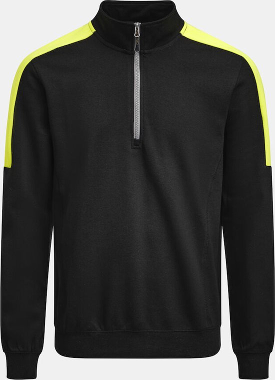 Jobman Halfzip Sweater Bicolor - Zwart- Hivis Yellow - Taille L