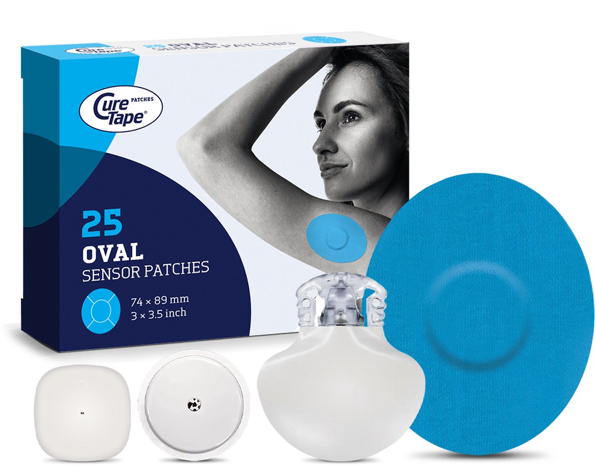 Goedkoopste CureTape Patches - Sensor Pleisters - Blauw - Pleisters voor Freestyle Libre, Dexcom en Medtronic Guardian sensoren - 25 Stuk(s