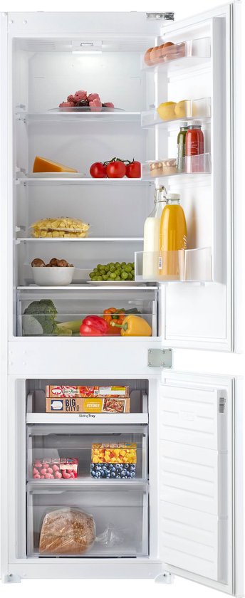 Inventum IKV1786D 178 cm energiezuinige inbouw koel-vriescombinatie - 251 liter - Koelkast met vriesvak 70 liter - Vershoudlade - Supervriezen - Led-verlichting - Deur op deur - Wit