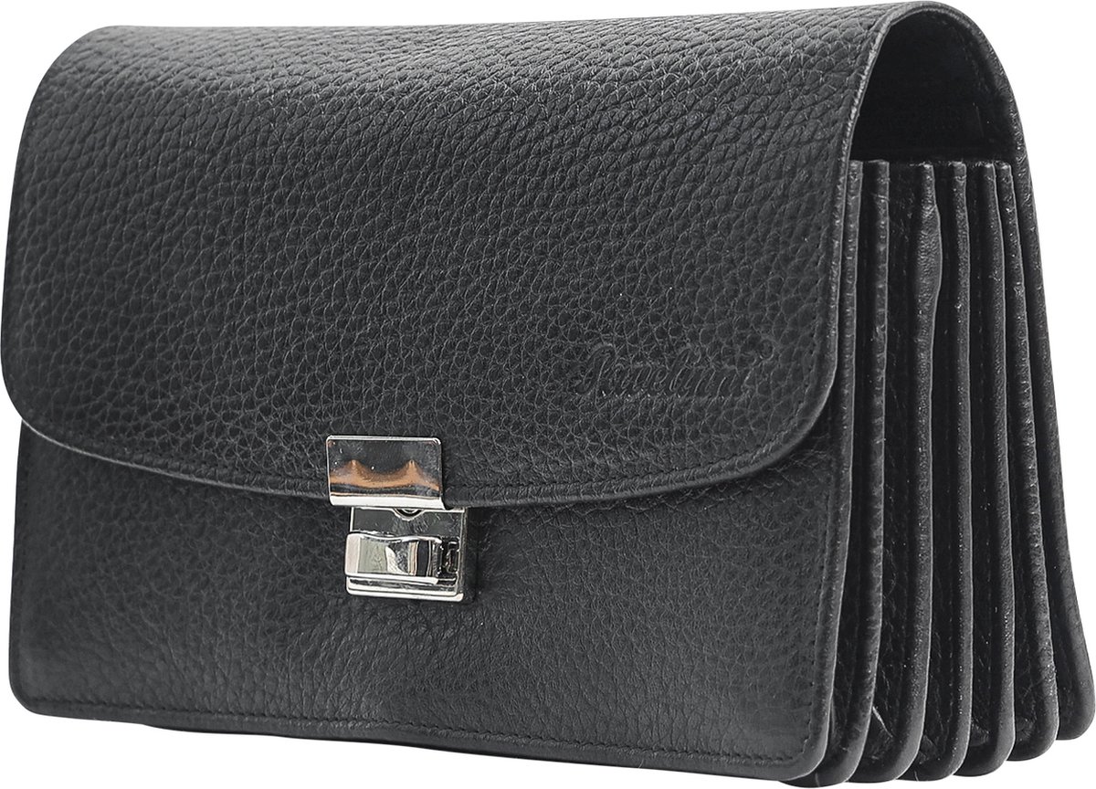 Pavelinni | Classic Line | Zwarte Kelnerportemonnee | Driepuntsluiting | Kalfsleder | 17x13x3,5 cm (DC01966ABL)